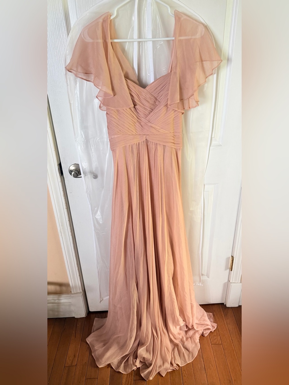 ASOS Maternity Blush Pink Maxi Dress with Ruffle Shoulders